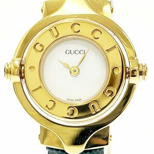 【1円スタート】【箱付き】GUCCI グッチ バングルウォッチ ターンフェイス GP ホワイト文字盤 クオーツ レディース腕時計 ジャンク 276989