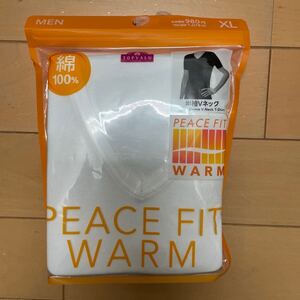 ☆TOPVALU☆綿100%☆PEACEFITWARM☆半袖Vネック☆サイズX L白☆