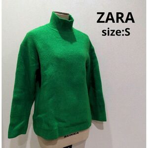 ZARA ザラ ハイネック ニット 春色 グリーン レディース S トップス