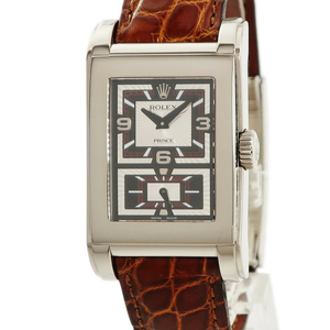【3年保証】 ロレックス チェリーニ プリンス 5443/9 D番 K18WG無垢 角型 黒 スモセコ 手巻き メンズ 腕時計