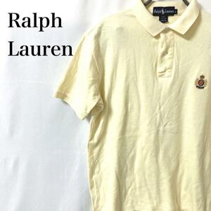 Ralph Lauren コットン100% ワンポイントロゴ ポロシャツ　ラルフ・ローレン　L イエロー　アメリカ古着