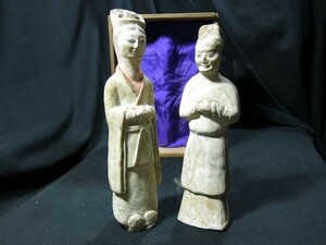 A　男女陶俑一対　中国　発掘品　本物