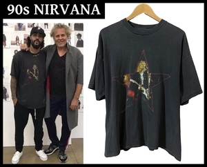 送料無料 希少 XL 90s 1996 コピーライト入り jerry lorenzo 着 NIRVANA KURT COBAIN ニルヴァーナ カートコバーン プリント Tシャツ giant