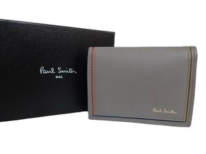 新品未使用 正規品 ポールスミス Paul Smith コインケース カード入れ マルチケース ライトグレー 羊革/牛革 レザー BPS070-14