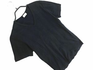 ネコポスOK EDIFICE エディフィス Vネック 半袖 Tシャツ size44/黒 ■◆ ☆ eeb6 メンズ