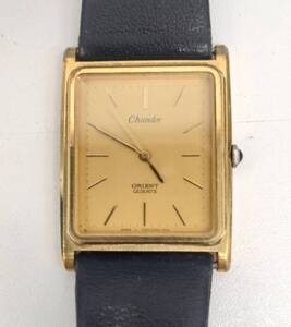 #15475 ORIENT オリエント シャンドール クォーツ 腕時計 C25405-40 B2 不動品 スクエアフェイス ゴールドカラー文字盤 ジャンク