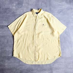 90s Ralph Lauren ラルフローレン BLAKE リネン ボタンダウンシャツ 半袖シャツ / 古着 ビンテージ ヴィンテージ ポロ オープンカラー 開襟