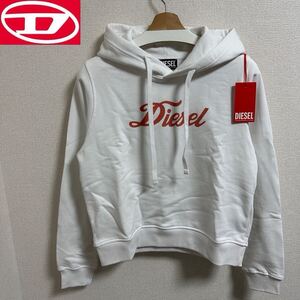 新品 未使用 タグ付き S ★定価17,600円 DIESEL ディーゼル レディース ロゴ プリント スウェット パーカー フーディー ホワイト 28 