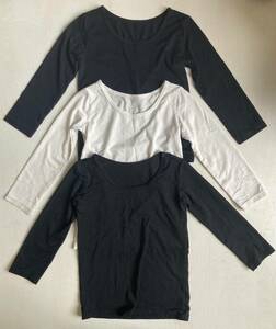 UNIQLO BABY 418757 & 428839 ヒートテックUネックT（長袖） 09 BLACK 00 WHITE 100 USED ユニクロ ベビー HEATTECH ホワイト ブラック