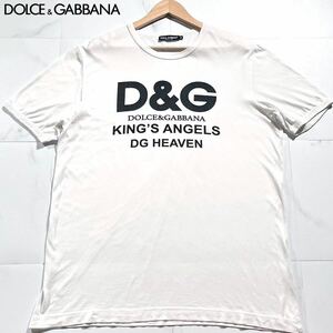 希少3Lサイズ●ドルチェ&ガッバーナ 半袖Tシャツ クルーネック DOLCE&GABBANA ストレッチ コットン D&Gロゴ 白 ホワイト XXL 56