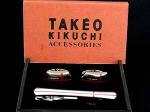 ■新品N■№1488 【 TAKEO KIKUTI　菊池 武夫】タケオキクチ【シルバー】カフス＆ネクタイピン セット♪