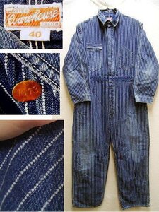 即決[40]美品 WAREHOUSE 1113 04AW ウォバッシュ ストライプ WABASH STRIPE つなぎ ツナギ ジャンプスーツ オールインワン パンツ■R412