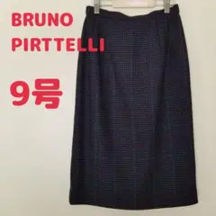 BRUNO PIRTTELLI　レナウン　スカート　チェック 9 M　毛　ウール