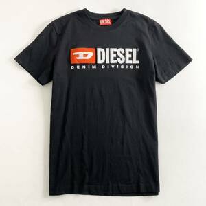 Ef6《美品》DIESEL ディーゼル 半袖Tシャツ クルーネック カットソー フロントロゴ Sサイズ ブラック メンズ 紳士服