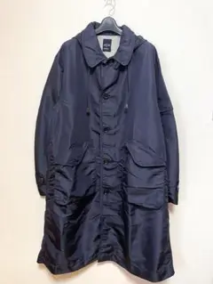 美品/45R/ワイド モッズコート/4/NAVY/厚手ナイロン