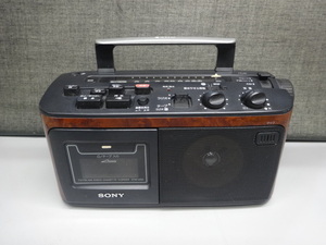 (959) SONY ソニー CFM-A50 ラジカセ ラジオ カセット レコーダー 木目柄 FM/AM　