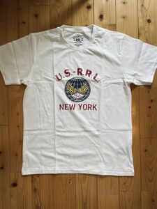 新品未使用 RRL ダブルアールエル Double RLブランドロゴ　プリント半袖Tシャツ ヴィンテージ加工 ホワイト S/S ミリタリー M ウイングロゴ