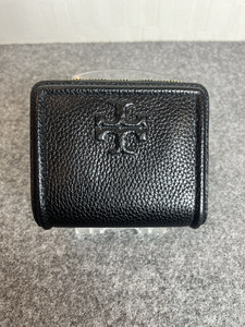 13834-02★美品★トリーバーチ/TORY BURCH 二つ折り財布 ブラック コンパクトウォレット★