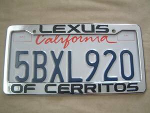 XII 新品Ｕ.Ｓ.正規レクサス【ＬＥＸＵＳ】輸入Cali.ナンバープレートフレームCerritos限定 XII