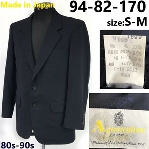 美品/80s-90s日本製/Vintage★アクアスキュータム/Aquascutum★テーラードジャケット/紺ブレザー/背抜き仕様【170/メンズM/春夏】◆pBH907