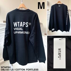 M 新品 2023AW WTAPS ダブルタップス OBJ 03 / LS / COTTON. FORTLESS ロゴ 長袖 Tシャツ 232ATDT-CSM12 メンズ 02 黒 ブラック