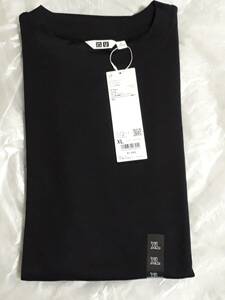 新品 UNIQLO ユニクロ エアリズムコットンオーバーサイズTシャツ/5分袖 XL 黒 ブラック エアリズム コットン オーバーサイズ Tシャツ