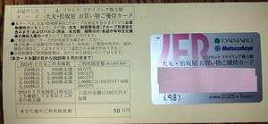 大丸・松阪屋 お買い物ご優待カード（限度額：50万円）女性名義 Jフロントリテイリング 株主優待 大丸 松坂屋