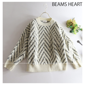 ビームスハート BEAMS HEART ★大人可愛い♪ジャガードブークレー配色ニットトップス 