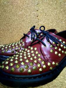 【Dr.MARTENS】ドクターマーチン HARLEN スタッズ 3ホールシューズ UK5 (24cm )STUD 3EYE SHOE チェリーレッド 入手困難【良品】