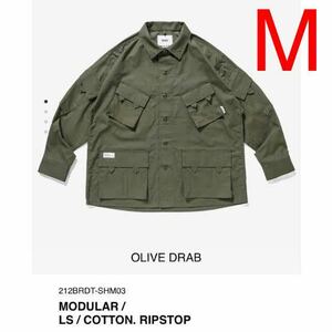 TET着 新品 正規品 M 21AW Wtaps MODULAR LS COTTON RIPSTOP オリーブ Olive Drab モジュラー LEAGUE シャツ リーグ 23aw 24ss vans