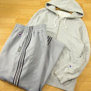 ◎Champion チャンピオン M 上下セット◆パーカー&ジャージパンツ 丈短め！◆メンズ グレー◆BA0769