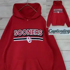 USA古着 カレッジロゴ Sooners 裏起毛 スウェット パーカー レッド