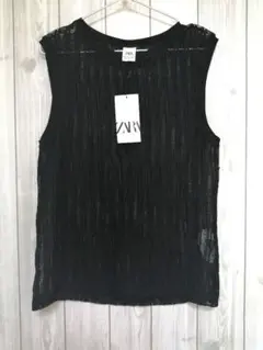 未使用品　ZARA　zara　ザラ　ノースリーブ　カットソー　メッシュ