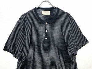 ラルフローレン デニム&サプライ ボーダー ヘンリーネック 半袖 Tシャツ 黒×白 (XL) ブラック DENIM&SUPPLY