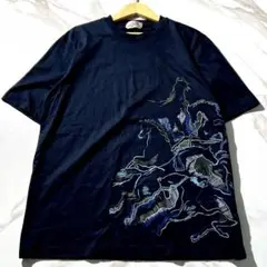 HERMES カヴァルカード Tシャツ ホース プリント ネイビー 22SS