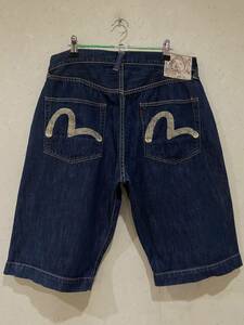 ※EVISU エヴィス エビス LOT 7001 STUDENT 勉強 セルビッチ ハーフデニムパンツ 濃紺 大きいサイズ 36 　　　　　　　　 BJBB.F