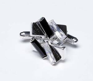 ★カフスボタン S27B SILVER C/ZILCONIA BLACK ONYX-ART LONDON