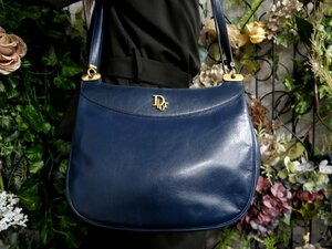 ●超美品●Christian Dior クリスチャン・ディオール●カーフ レザー 本革●ショルダー バッグ●ネイビー●G金具●ヴィンテージ●Js50747