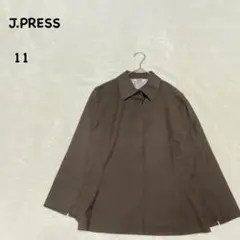 YK0227【ジェイプレス】ジャケット【11】比翼仕立て 七分袖 スリット 茶色