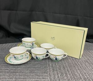 杉本 10月 No.280 HERMES エルメス 洋食器 カップ ソーサー ティーカップ 鳥柄 5セット 箱付