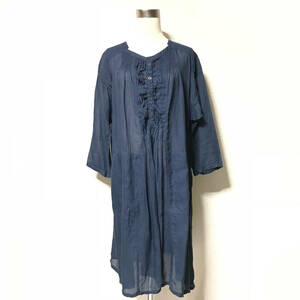 ★ズッカ zucca★麻 リネン ワンピース ドレス ネイビー size M イッセイミヤケ