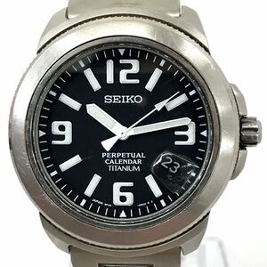 SEIKO セイコー パーペチュアルカレンダー ランドレック 腕時計 SBCM013 8F32-0350 クオーツ ラウンド チタン コレクション 動作確認済み