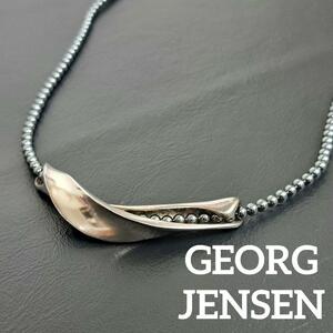 GEORG JENSEN ジョージジェンセン ネックレス ヘマタイト チョーカー ウェーブ ハンスハンセン SV925 シルバー 銀 ハンスハンセン HaH 