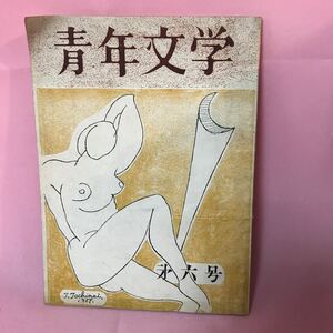 B505 青年文学　第6号 昭和32年3月1日発行 ヤケ折れ傷み、書込み多数有り