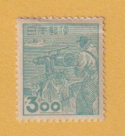 ○【普通切手】 産業図案 《3oo円》　捕鯨　1949年　未使用