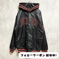 古着 used　NEFF　長袖ロゴワッペンスカジャン　パーカー　LeagueChamps　黒　ブラック　オーバーサイズ　個性的