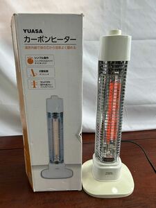 50 YUASA カーボンヒーター 暖房器具 遠赤電気ストーブ ホワイトコンパクト スリム シンプル操作 2018年製 動作確認済み 100サイズ