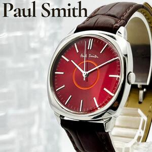 稼働品 Paul Smith ポールスミス メンズ レディース ボーイズ 腕時計 赤文字盤 新品ベルト