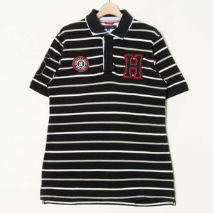 メール便◯ TOMMY HILFIGER　トミーヒルフィガー サイズXL 半袖 プルオーバー ポロシャツ ボーダー コットン100％ 黒/ブラック メンズ 春夏