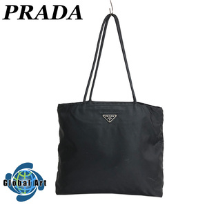 ●6D288/PRADA プラダ/トートバッグ/ワンショルダーバッグ/肩掛け/テスートナイロン/三角ロゴ/三角プレート/シルバー金具/ブラック/黒